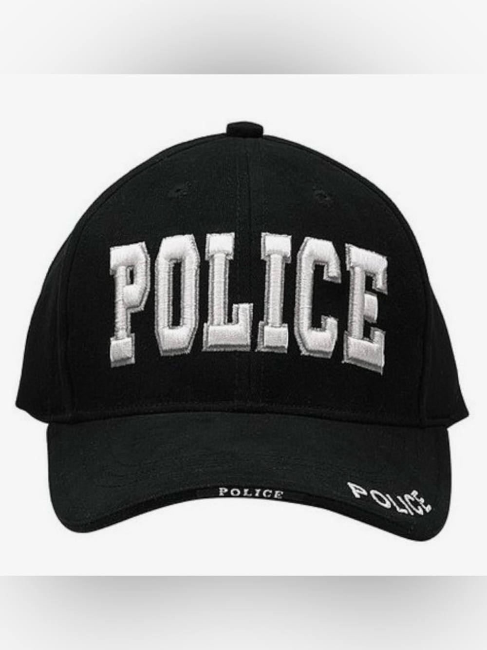 Police Black Baseball Cap with White Embroidered Logo